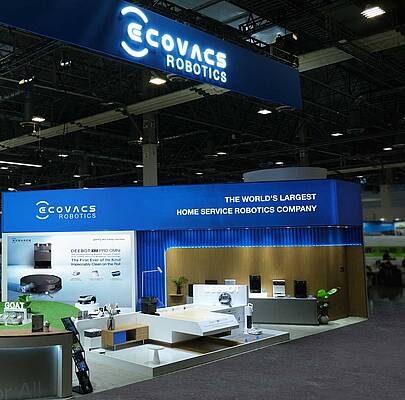 Am Ecovacs Stand auf der CES 2025 vom 7. bis 10. Januar in Las Vegas USA erhalten Besucher exklusive Einblicke in die neuesten Entwicklungen in Sachen Reinigungsroboter des Unternehmens