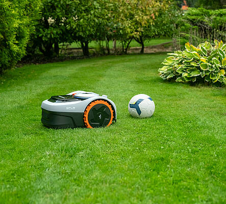 Den kabellosen Rasenmähroboter für Flächen bis zu 500 Quadratmeter gibt es jetzt mit neuen Funktionen, wie z.B. einer Kindersicherung, zum Aktionspreis von 699 Euro