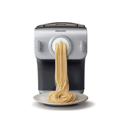 Der Philips Pastamaker kann in nur 10 Minuten ein halbes Pfund Nudelteig mit der gewünschten Struktur zubereiten – und das  voll automatisch