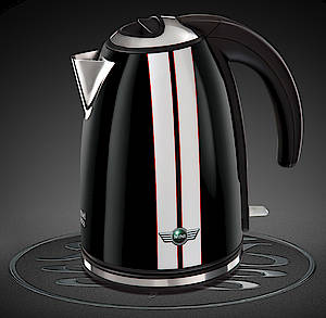 Mit Mini Logo und den typischen Ralleysstreifen: die neue Russell Hobbs Frühstücksserie Mini Classic
