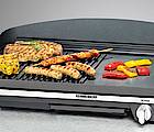 Der Gourmet Tischgrill von Rommelsbacher mit zwei unterschiedlichen Grillzonen für Fleisch, Fisch, Gemüse und leckeren Nachtisch