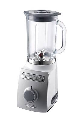 Der hitzebeständige Mixaufsatz fasst 1,6 Liter