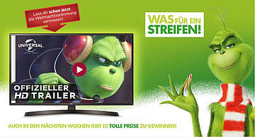Wer den Grinch auf der LG Homepage findet kann tolle Preise gewinnen
