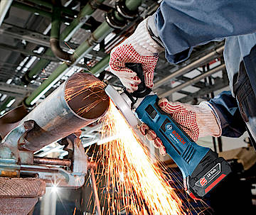 Winkelschleifer ohne Kabel mit Akkus. (Fotos: Bosch)