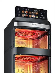 Ob knusprige Pommes oben und saftiges Gemüse unten oder zwei völlig verschiedene Gerichte gleichzeitig, die Dual-Kammer-Technologie macht´s möglich (Bild: CASO)