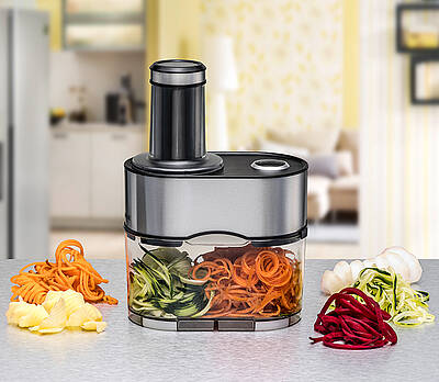 Leckeres Obst und Gemüse frisch "genudelt" - mit dem genialen Spiralschneider "Gnudel" von ROMMELSBACHER