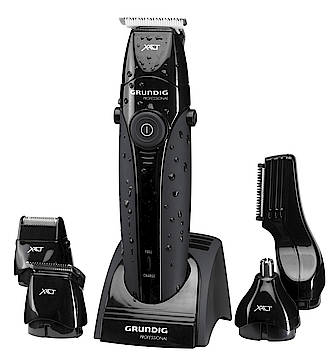 Fünf neue Grundig Bart- und Haarschneider erleichtern Männern die tägliche Beautypflege - komfortabel und flexibel. Im Bild das Profi Multihaarschneideset MT 8240 WET&DRY