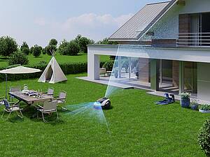 Dank LiDAR-Technologie erreichen die GOAT Rasenmähroboter eine bislang unerreichte Präzision bei der Navigation im Garten (Bild: ECOVACS)