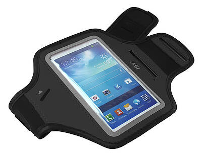 Im ISY Sportband ISB-2000 sind Smartphones sicher am Arm verstaut und können dabei immer noch einfach bedient werden