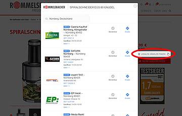 Rommelsbacher bietet die Beratungsleistung online und informiert über Kontaktmöglichkeiten zum Fachhandel in der Nähe