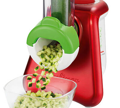 Fresh Express MAX von Moulinex raspelt, schneidet, reibt und fabriziert in Nullkommanix auch feine kleine Würfel