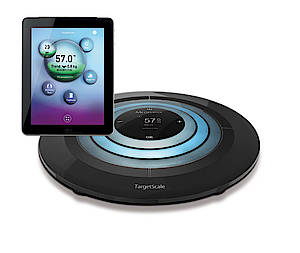 Die Waage Target Scale vermittelt sogar Gewichtsdaten zur Kontrlle an iPhone, iPodTouch oder iPad. (Fotos: Medisana)
