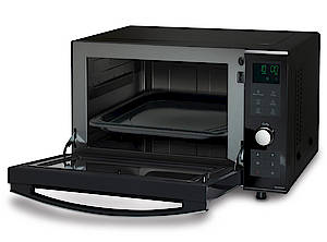 Schick im schwarzen Outfit - das Multitalent von Panasonic, das Mikrowelle, Ofen und Grill in einem kompakten Gerät vereint