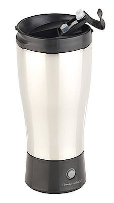 Ob warm oder kalt - hier gehts rund: Der Thermobecher von Rosenstein & Söhne hat einen integrierten Quirl für leckere Mixgetränke