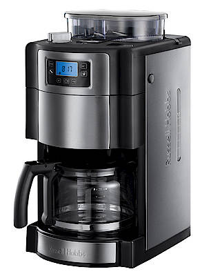 Die Filter-Kaffeemaschine Allure Grund & Brew von Russell Hobbs bereitet dank integriertem Mahlwerk lecker Kaffee aus frisch gemahlenen Bohnen