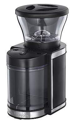 Die elektrische Kaffeemühle Stylo sieht gut aus und liefert Kaffee in 18 Mahlstufen. (Fotos: Russell Hobbs)