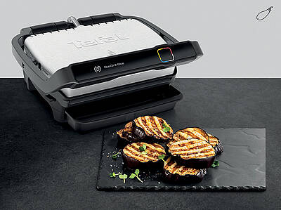 Tefal OptiGrill Elite mit Automatik-Programmen für Lieblings-Köstlichkeiten wie Steak, Burger, Hähnchen, Würstchen, Bacon, Fisch, Meeresfrüchte, Sandwich, Kartoffel, Aubergine, Paprika und Tomaten