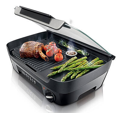 Der Philips Tischgrill ist unter anderem mit einem Aromainfusor ausgestattet, für einen intensiveren Geschmack von Speisen mit natürlichem Kräuter- oder Weinaroma