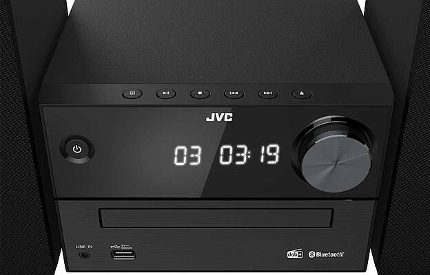 Dynamischer Sound mit kristallklaren Höhen und kraftvollem Bass kennzeichnet das Micro-HiFi-System UX-C25DAB von JVC