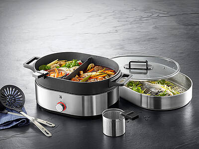 WMF Lono Hot Pot & Dampfgarer mit Dämpfaufsatz und Zwei-Kammer-Topf für vielfältige Zubereitungsideen