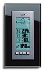 Die Funk-Wetterstation lässt sich in die Rahmen verschiedener Schalterprogramme von Gira einfügen und wird so zu einem Teil der Elektroinstallation. Abgebildet ist sie im Rahmen Esprit mit schwarzem Glas. Im gleichen Design bietet Gira Schalter und Steckdosen sowie ein Türkommunikations-System an<br>(Fotos: Gira)