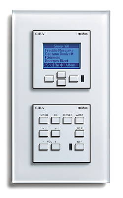 Das Multiroom-System von Revox bringt den Lieblingssound in jedes Zimmer. Über die Gira Displayeinheit M217 und die Gira Bedieneinheit M218 ist ein solches System kinderleicht zu steuern<br>(Bild: www.gira.de)