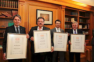 Die Manager des Jahrzehnts: Rainer Führes, Helmut Geltner, Erich Geisser und Anton Schalkamp (v.l.n.r)