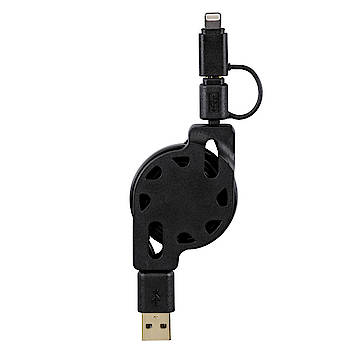 Das Hama Micro-USB-Kabel mit Lightning-Adapter ist vielseitig einsetzbar und rollt sich fast wie von selbst wieder auf